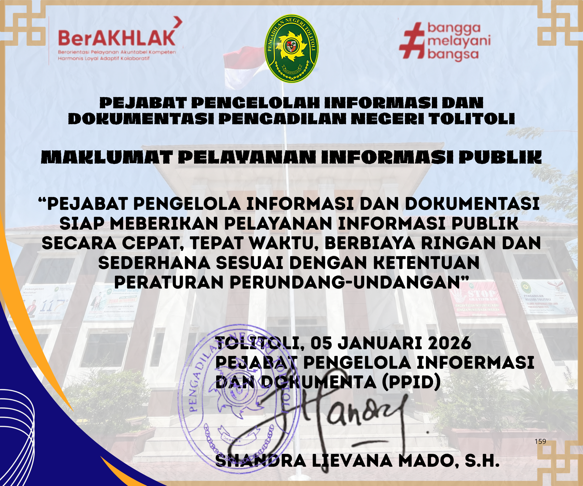 Maklumat Pelayanan Pengadilan Negeri Tolitoli bagian 2